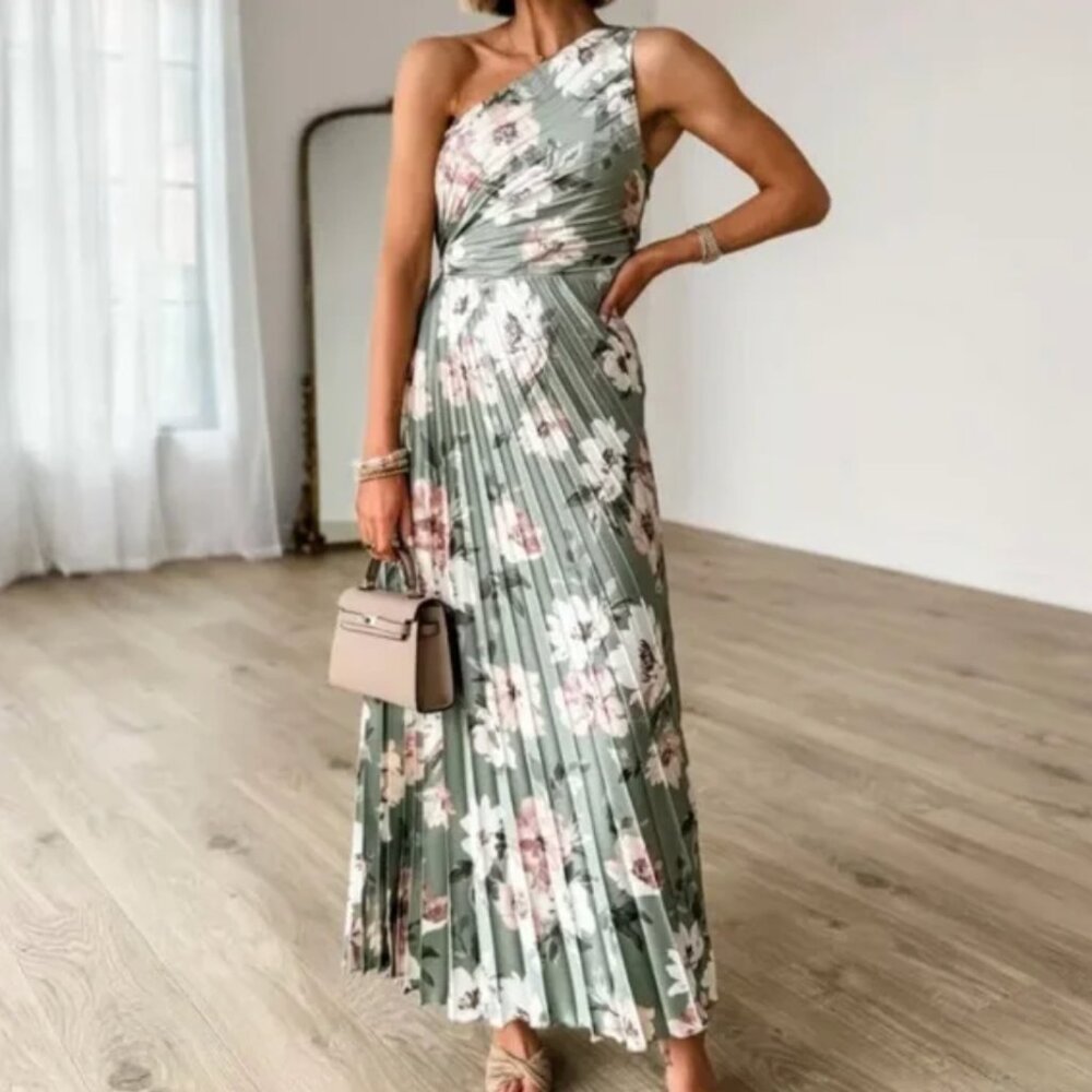 Abercrombie & Fitch Giselle One Shoulder Pleated Gown